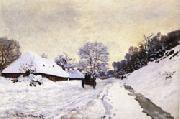 Claude Monet The Cart Snow-Covered Road at Honfleur China oil painting reproduction